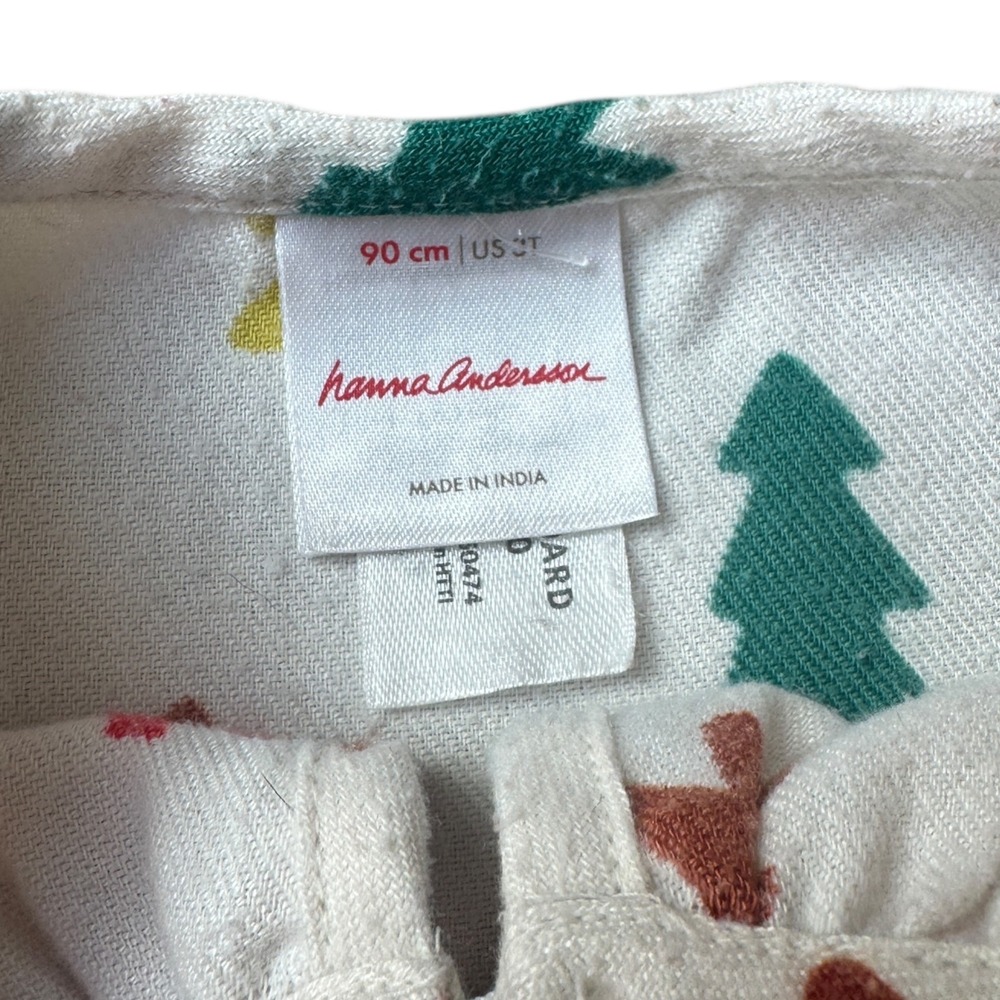 Hanna Andersson Girl's 3T Christmas Tree Print Long Sleeve Ruffle Dress - Picture 5 of 8